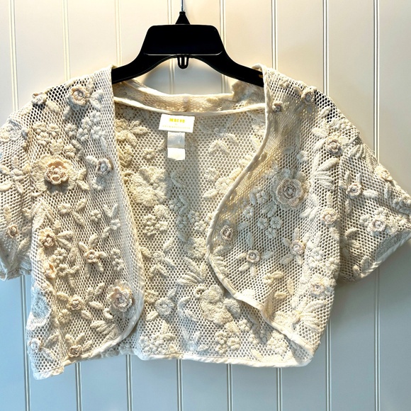NWT Anthropologie Women's Beige Crochet Shrug - One Size - Picture 1 of 4